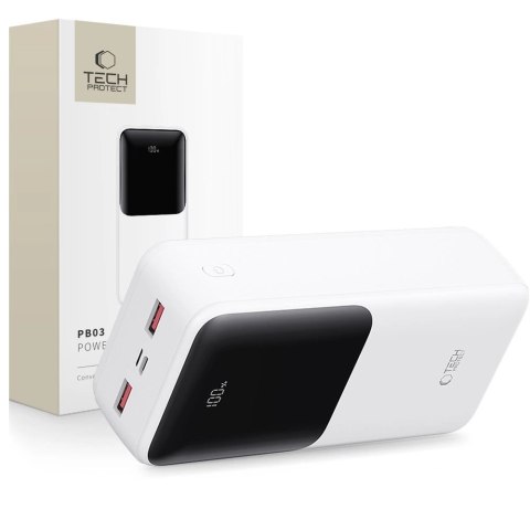 Powerbank Tech-Protect PB03 30000mAh 22.5W - biały Powerbank Tech-Protect PB03 30000mAh 22.5W - biały