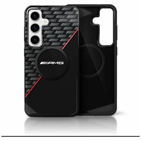 Etui AMG Double Layer Rhombs MagSafe na Samsung Galaxy S25 - czarno-czerwone Etui AMG Double Layer Rhombs MagSafe na Samsung Galaxy S25 - czarno-czerwone