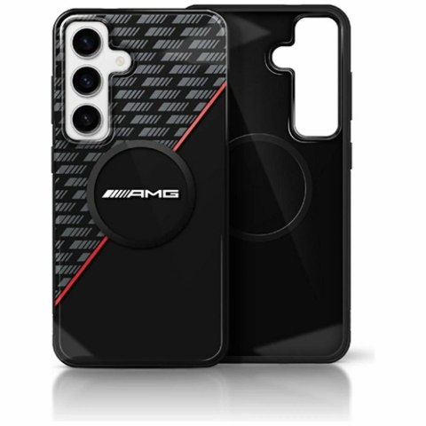 Etui AMG Double Layer Rhombs MagSafe na Samsung Galaxy S25+ - czarno-czerwone Etui AMG Double Layer Rhombs MagSafe na Samsung Galaxy S25+ - czarno-czerwone