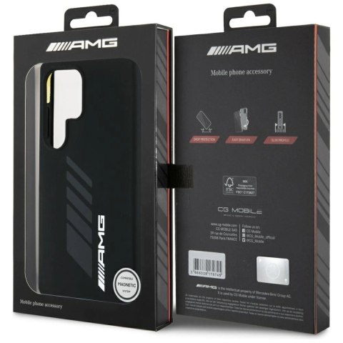 Etui AMG Oversize Rhombs MagSafe na Samsung Galaxy S25 Ultra - czarne Etui AMG Oversize Rhombs MagSafe na Samsung Galaxy S25 Ultra - czarne