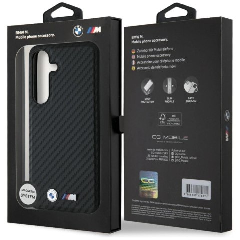 Etui BMW Leather Carbon MagSafe na Samsung Galaxy S25 - czarne Etui BMW Leather Carbon MagSafe na Samsung Galaxy S25 - czarne