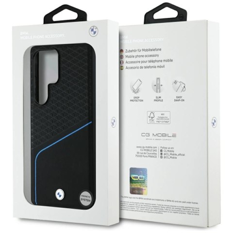 Etui BMW Leather Textured and Smooth MagSafe na Samsung Galaxy S25 Ultra - czarne