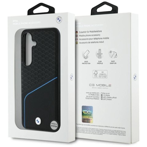 Etui BMW Leather Textured and Smooth MagSafe na Samsung Galaxy S25 - czarne Etui BMW Leather Textured and Smooth MagSafe na Samsung Galaxy S25 - czarne