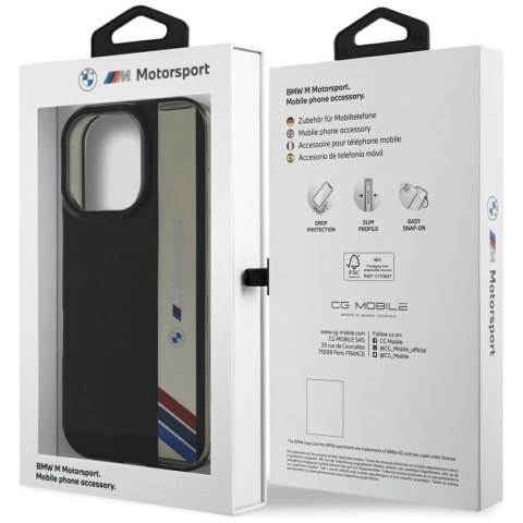 Etui BMW Motorsport IML Vertical Stripe na iPhone 16 Pro Max - czarne