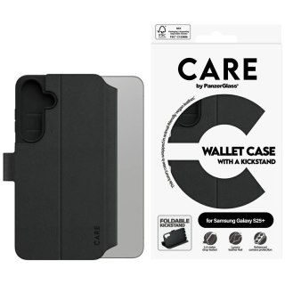 Etui CARE by PanzerGlass Feature Wallet Kickstand na Samsung Galaxy S25+ - czarne