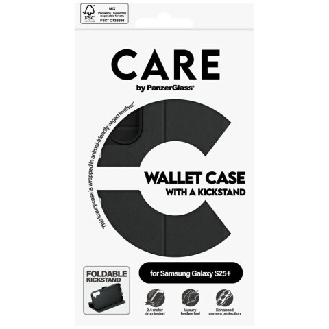 Etui CARE by PanzerGlass Feature Wallet Kickstand na Samsung Galaxy S25+ - czarne