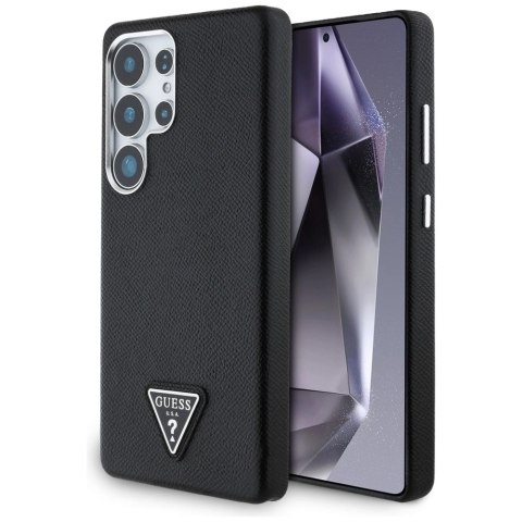 Etui Guess Grained Triangle Logo MagSafe na Samsung Galaxy S25 Ultra - czarne