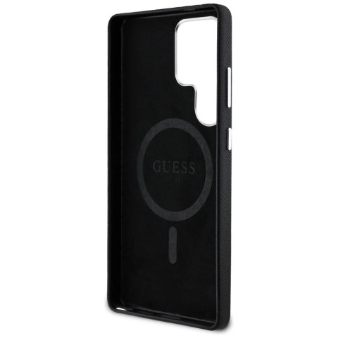 Etui Guess Grained Triangle Logo MagSafe na Samsung Galaxy S25 Ultra - czarne