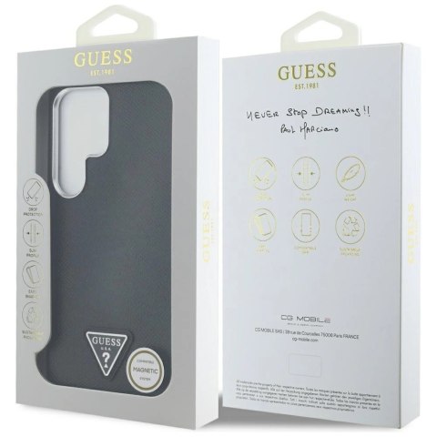 Etui Guess Grained Triangle Logo MagSafe na Samsung Galaxy S25 Ultra - czarne