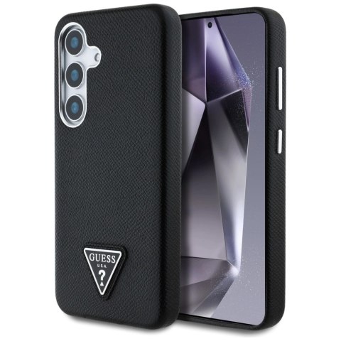 Etui Guess Grained Triangle Logo MagSafe na Samsung Galaxy S25 - czarne Etui Guess Grained Triangle Logo MagSafe na Samsung Galaxy S25 - czarne