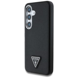 Etui Guess Grained Triangle Logo MagSafe na Samsung Galaxy S25 - czarne