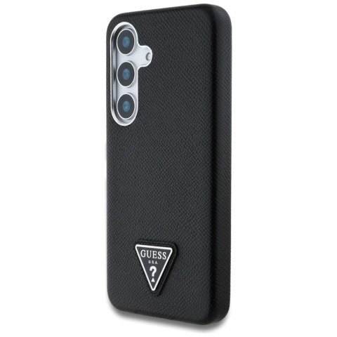 Etui Guess Grained Triangle Logo MagSafe na Samsung Galaxy S25 - czarne Etui Guess Grained Triangle Logo MagSafe na Samsung Galaxy S25 - czarne