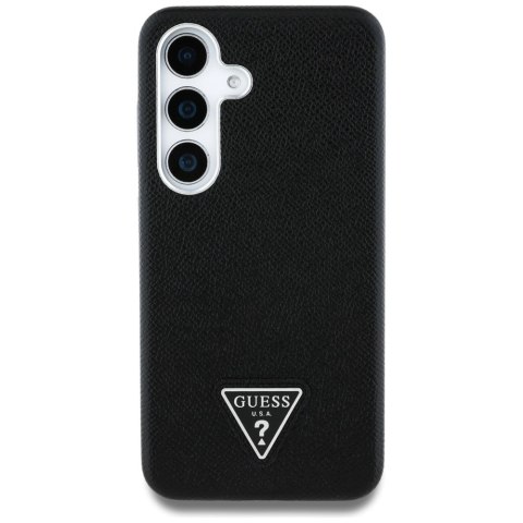 Etui Guess Grained Triangle Logo MagSafe na Samsung Galaxy S25 - czarne Etui Guess Grained Triangle Logo MagSafe na Samsung Galaxy S25 - czarne