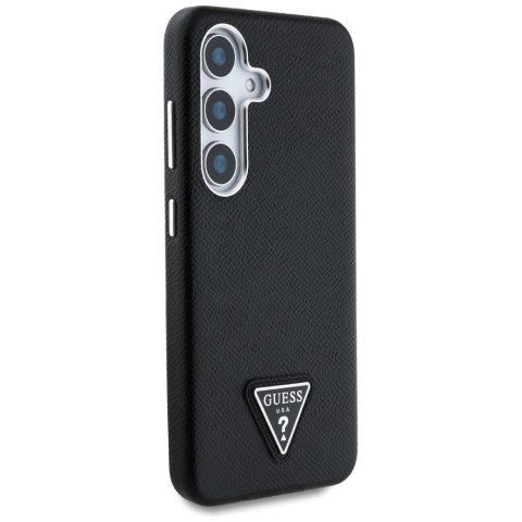 Etui Guess Grained Triangle Logo MagSafe na Samsung Galaxy S25 - czarne Etui Guess Grained Triangle Logo MagSafe na Samsung Galaxy S25 - czarne