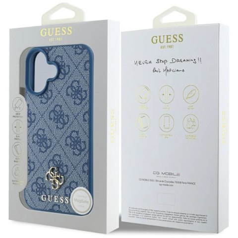 Etui Guess HC PU 4G Small 4G and Classic na iPhone 16 MagSafe - niebieskie Etui Guess HC PU 4G Small 4G and Classic na iPhone 16 MagSafe - niebieskie