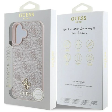 Etui Guess HC PU 4G Small 4G and Classic na iPhone 16 MagSafe - różowe Etui Guess HC PU 4G Small 4G and Classic na iPhone 16 MagSafe - różowe