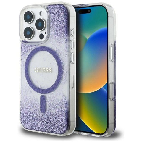Etui Guess HC Resin Bottom Glitter MagSafe na iPhone 16 Pro Max - fioletowe Etui Guess HC Resin Bottom Glitter MagSafe na iPhone 16 Pro Max - fioletowe