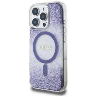 Etui Guess HC Resin Bottom Glitter MagSafe na iPhone 16 Pro Max - fioletowe