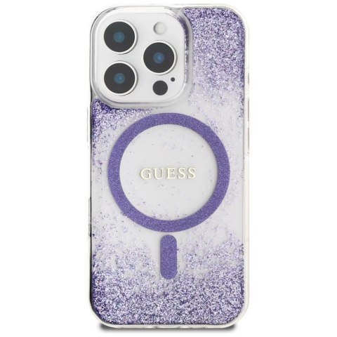 Etui Guess HC Resin Bottom Glitter MagSafe na iPhone 16 Pro Max - fioletowe Etui Guess HC Resin Bottom Glitter MagSafe na iPhone 16 Pro Max - fioletowe