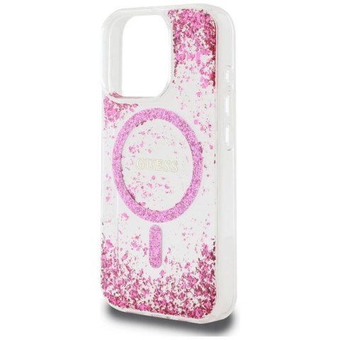 Etui Guess HC Resin Bottom Glitter MagSafe na iPhone 16 Pro Max - różowe Etui Guess HC Resin Bottom Glitter MagSafe na iPhone 16 Pro Max - różowe