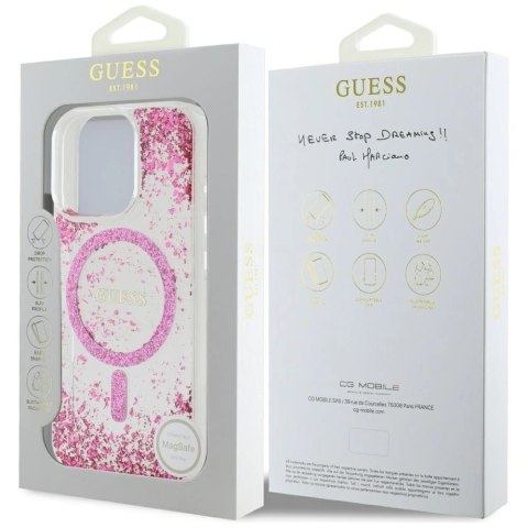 Etui Guess HC Resin Bottom Glitter MagSafe na iPhone 16 Pro Max - różowe Etui Guess HC Resin Bottom Glitter MagSafe na iPhone 16 Pro Max - różowe