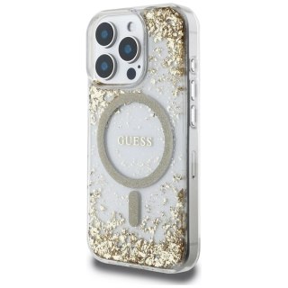 Etui Guess HC Resin Bottom Glitter MagSafe na iPhone 16 Pro Max - złote