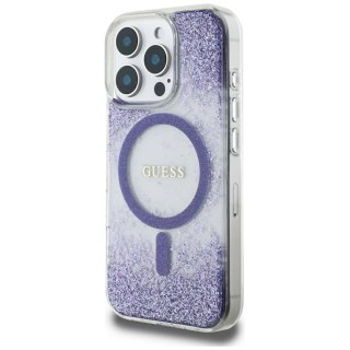 Etui Guess HC Resin Bottom Glitter MagSafe na iPhone 16 Pro - fioletowe