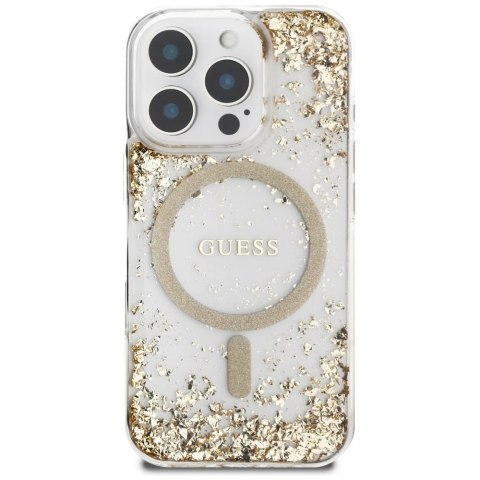 Etui Guess HC Resin Bottom Glitter MagSafe na iPhone 16 Pro - złote Etui Guess HC Resin Bottom Glitter MagSafe na iPhone 16 Pro - złote