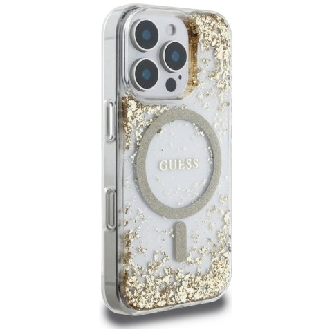 Etui Guess HC Resin Bottom Glitter MagSafe na iPhone 16 Pro - złote Etui Guess HC Resin Bottom Glitter MagSafe na iPhone 16 Pro - złote