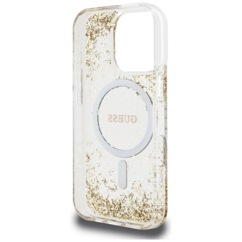 Etui Guess HC Resin Bottom Glitter MagSafe na iPhone 16 Pro - złote Etui Guess HC Resin Bottom Glitter MagSafe na iPhone 16 Pro - złote