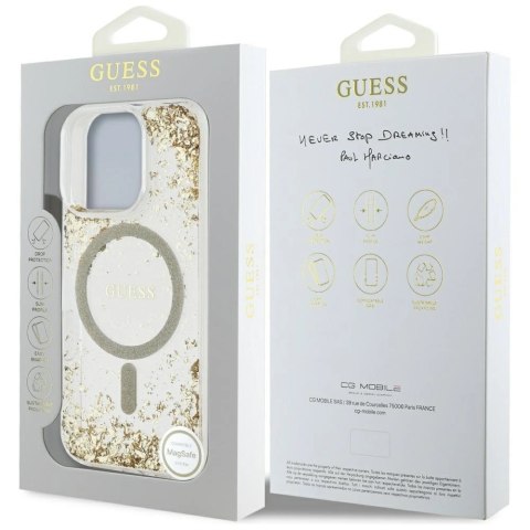 Etui Guess HC Resin Bottom Glitter MagSafe na iPhone 16 Pro - złote Etui Guess HC Resin Bottom Glitter MagSafe na iPhone 16 Pro - złote