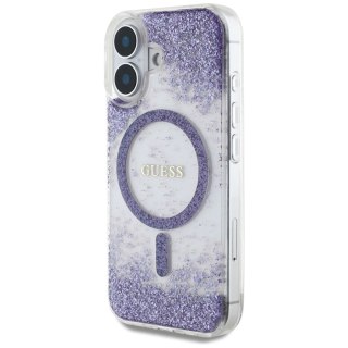 Etui Guess HC Resin Bottom Glitter MagSafe na iPhone 16 - fioletowe