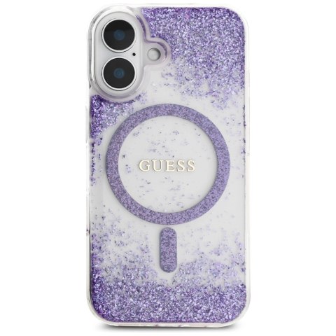 Etui Guess HC Resin Bottom Glitter MagSafe na iPhone 16 - fioletowe Etui Guess HC Resin Bottom Glitter MagSafe na iPhone 16 - fioletowe