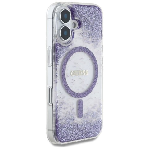 Etui Guess HC Resin Bottom Glitter MagSafe na iPhone 16 - fioletowe Etui Guess HC Resin Bottom Glitter MagSafe na iPhone 16 - fioletowe
