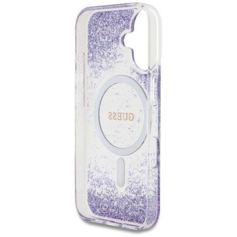 Etui Guess HC Resin Bottom Glitter MagSafe na iPhone 16 - fioletowe Etui Guess HC Resin Bottom Glitter MagSafe na iPhone 16 - fioletowe