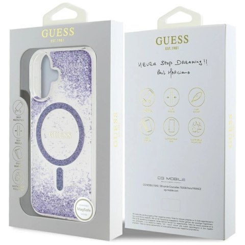 Etui Guess HC Resin Bottom Glitter MagSafe na iPhone 16 - fioletowe Etui Guess HC Resin Bottom Glitter MagSafe na iPhone 16 - fioletowe