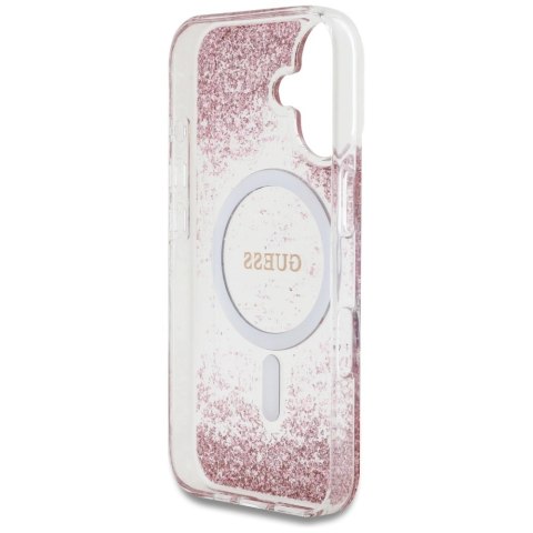 Etui Guess HC Resin Bottom Glitter MagSafe na iPhone 16 - różowe Etui Guess HC Resin Bottom Glitter MagSafe na iPhone 16 - różowe