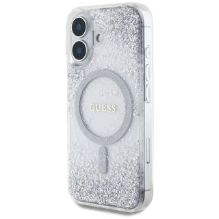Etui Guess HC Resin Bottom Glitter MagSafe na iPhone 16 - srebrne