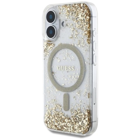 Etui Guess HC Resin Bottom Glitter MagSafe na iPhone 16 - złote