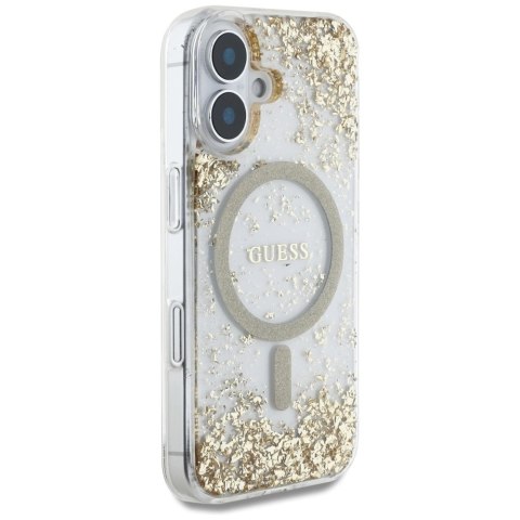 Etui Guess HC Resin Bottom Glitter MagSafe na iPhone 16 - złote