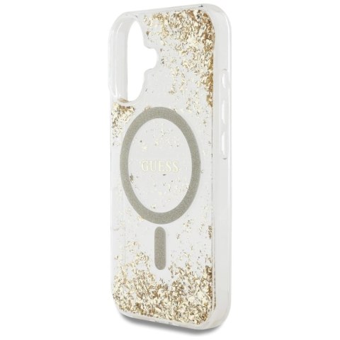 Etui Guess HC Resin Bottom Glitter MagSafe na iPhone 16 - złote
