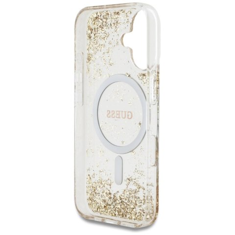 Etui Guess HC Resin Bottom Glitter MagSafe na iPhone 16 - złote