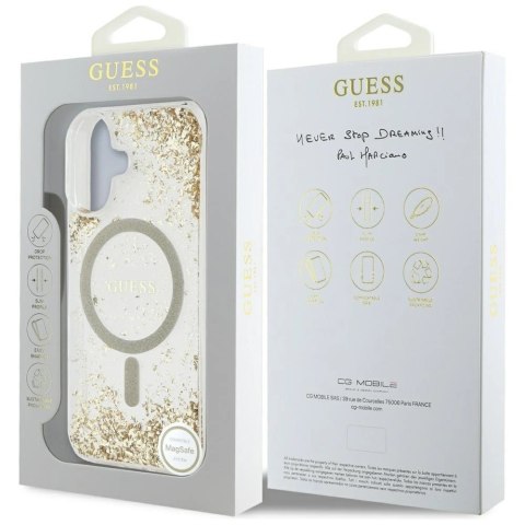 Etui Guess HC Resin Bottom Glitter MagSafe na iPhone 16 - złote