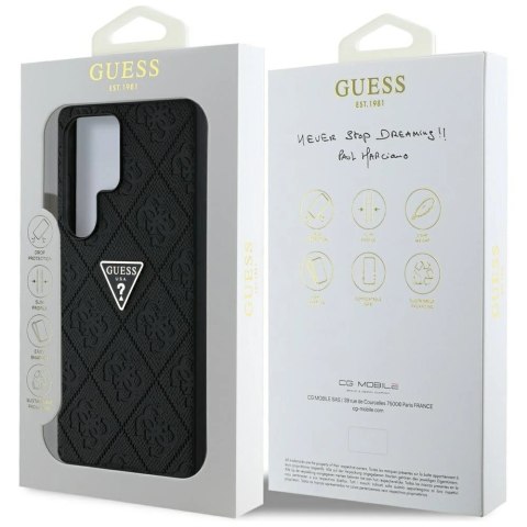 Etui Guess Hot Stamp 4G Pattern Triangle Metal Logo na Samsung Galaxy S25 Ultra - czarne Etui Guess Hot Stamp 4G Pattern Triangle Metal Logo na Samsung Galaxy S25 Ultra - czarne