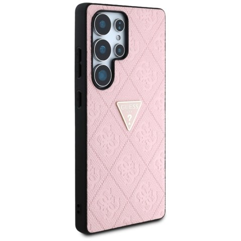 Etui Guess Hot Stamp 4G Pattern Triangle Metal Logo na Samsung Galaxy S25 Ultra - różowe