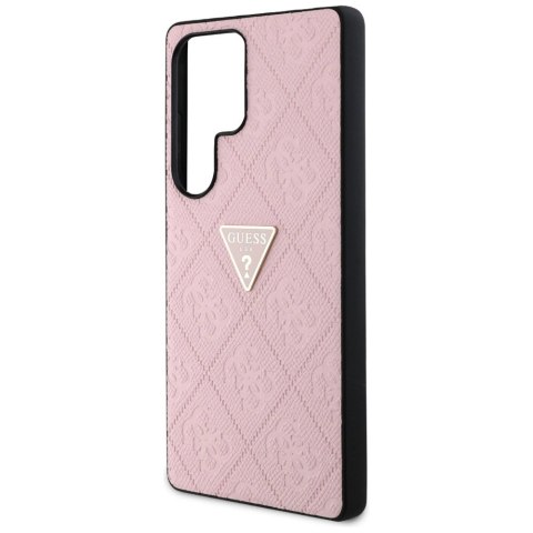 Etui Guess Hot Stamp 4G Pattern Triangle Metal Logo na Samsung Galaxy S25 Ultra - różowe