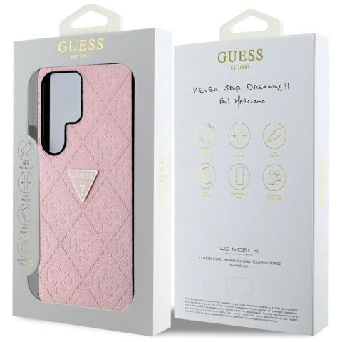 Etui Guess Hot Stamp 4G Pattern Triangle Metal Logo na Samsung Galaxy S25 Ultra - różowe