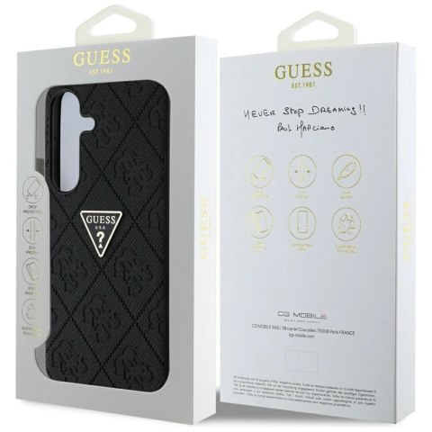 Etui Guess Hot Stamp 4G Pattern Triangle Metal Logo na Samsung Galaxy S25 - czarne Etui Guess Hot Stamp 4G Pattern Triangle Metal Logo na Samsung Galaxy S25 - czarne