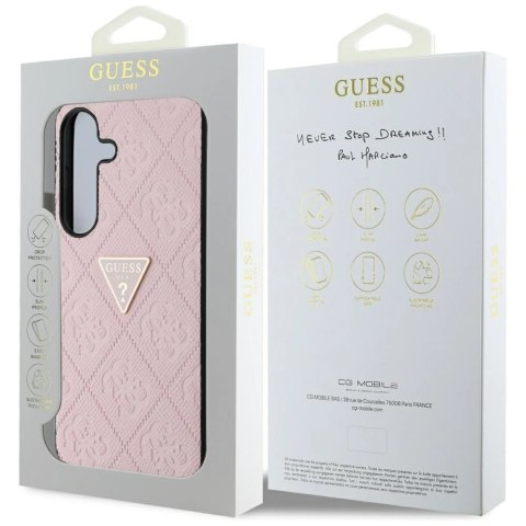 Etui Guess Hot Stamp 4G Pattern Triangle Metal Logo na Samsung Galaxy S25 - różowe Etui Guess Hot Stamp 4G Pattern Triangle Metal Logo na Samsung Galaxy S25 - różowe