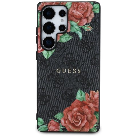 Etui Guess Leather 4G Flowers Print Metal Classic Logo MagSafe na Samsung Galaxy S25 Ultra - czarne Etui Guess Leather 4G Flowers Print Metal Classic Logo MagSafe na Samsung Galaxy S25 Ultra - czarne